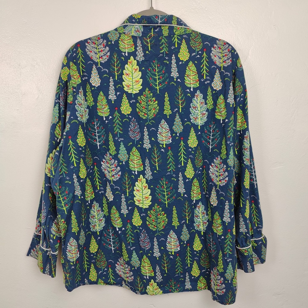 Printfresh Pajama Top Womens Plus Size 1X Blue Twinkling Trees Organic‎ Cotton - Picture 4 of 7